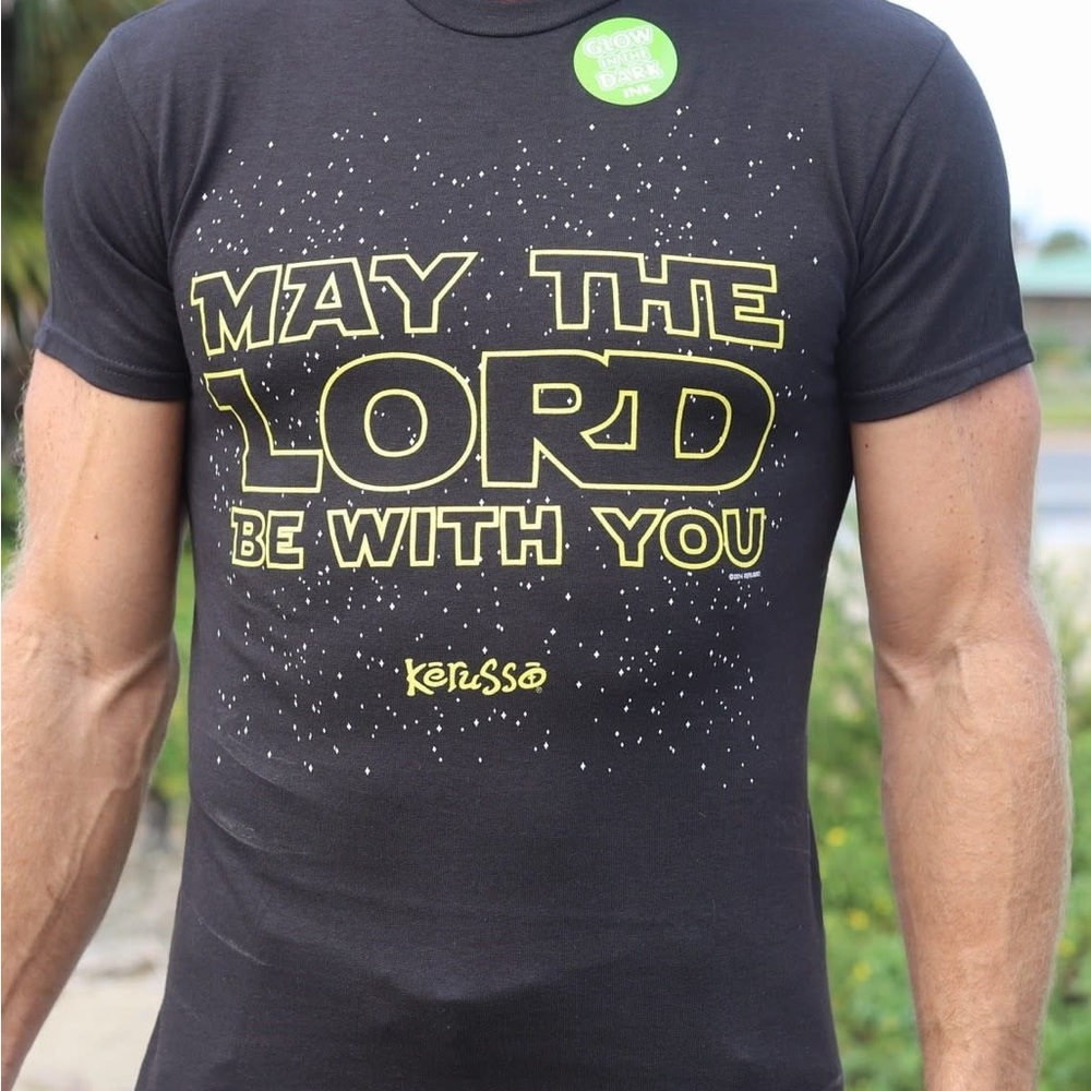 Gildan Black Kids T-Shirt with Yellow Star Wars Inspired Print